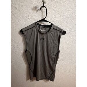 Under Armour Men's Compression HeatGear Sleeveless Solid Gray Tank Size Large
